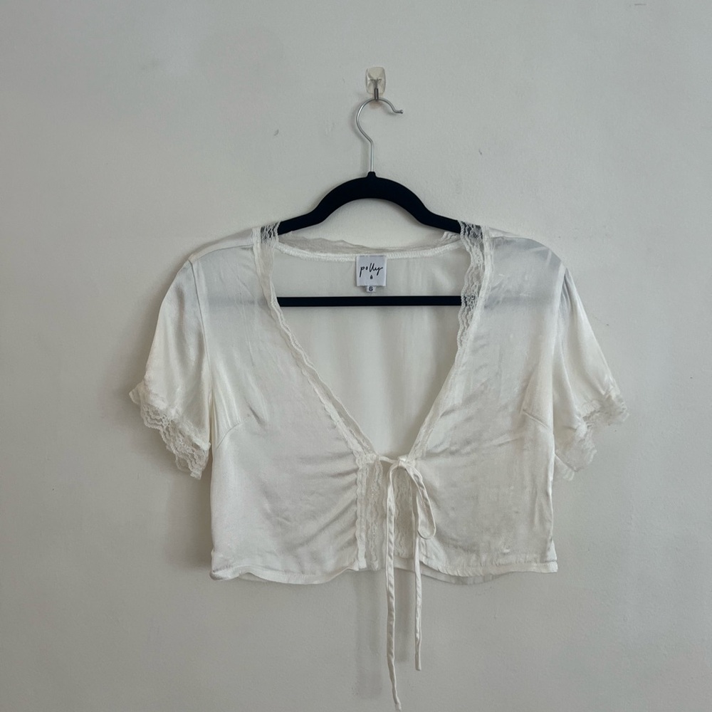 Princess Polly White Lace Trim Crop Top